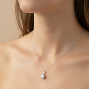 925 Sterling Silver Stud Diamond Pendant Necklace with Adjustable Length